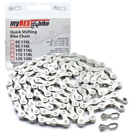myBESTbike Bicycle Chain with Quick Connections, Powerful Bicycle Chain, 116 Links (6/7/8, 9, 10 Speed Options)