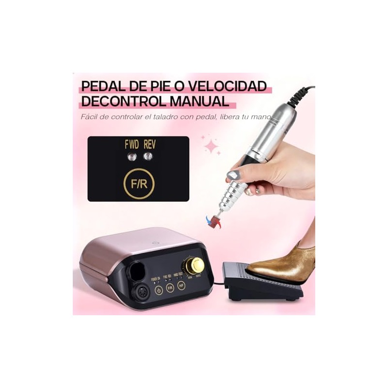 CHERIMOYA Pulidor De Unas Esmeril Drill Profesional 35000RPM,Kit de Taladro