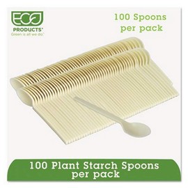 Plant Starch Teaspoon, Cream, 50/Pack, Sold as 50 Each