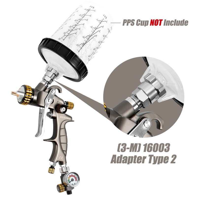 BEETRO HVLP Air Spray Gun 2.5mm Nozzle 1000ml Capacity 14.5CFM