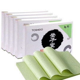Clean skin green tea facial oil paper case 100 sheets / 청정피부 녹차 얼굴 기름종이 케이스 100매X5개 유분제거 페이퍼, 5개, 100매입