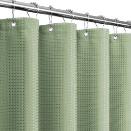 Gibelle Sage Green Shower Curtain, Waffle Weave Textured Fabric Shower Curtain for Bathroom - Soft Cloth & Hotel Spa Luxury, Water Repellent, Machine Washable, 72X72, Sage Green