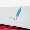 Decal Stickers of Feather Quill Pen Signing Signature (Azure Blue)