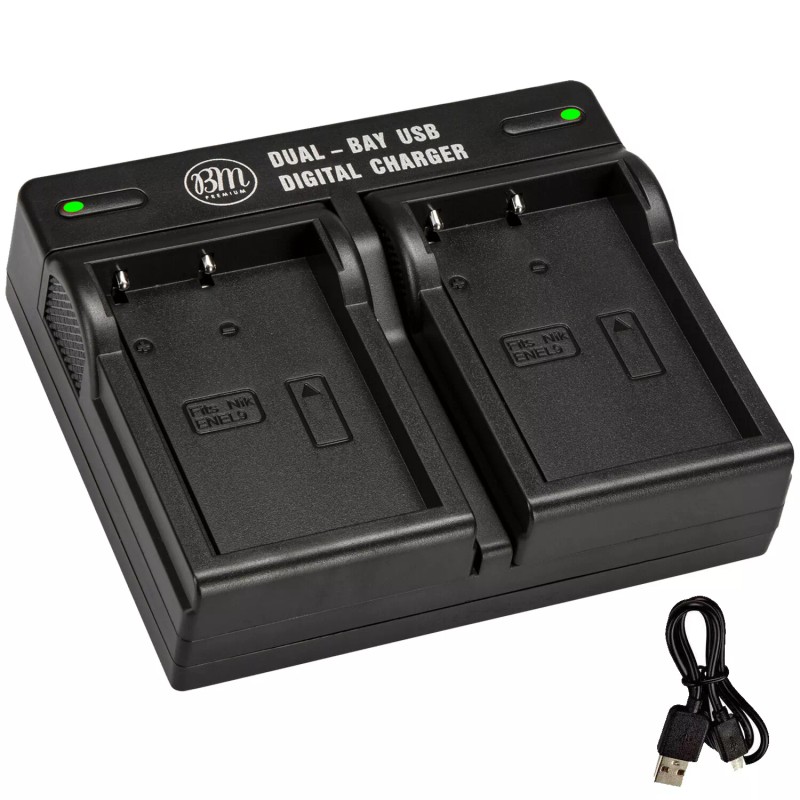 BM EN-EL9A Dual Bay Battery Charger for Nikon D5000, D3000,