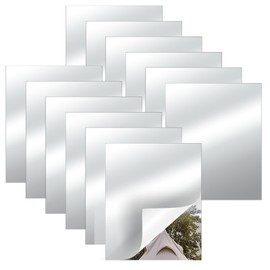 Biaungdo 12 Pcs Self Adhesive Acrylic Mirror Tiles,10 x 15cm/4" x 6" Frameless Mirror Tiles,Flexible Mirror Sheets Non-Glass Mirror Stickers Rectangular Small Mirror Plates Trays for Home Walls Decor