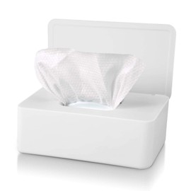Tusenpy Wet Wipes Box with Lid, Dustproof Tissue Box, Napkins Storage Case, Tissue Dispenser for Home, Office, Car (White)