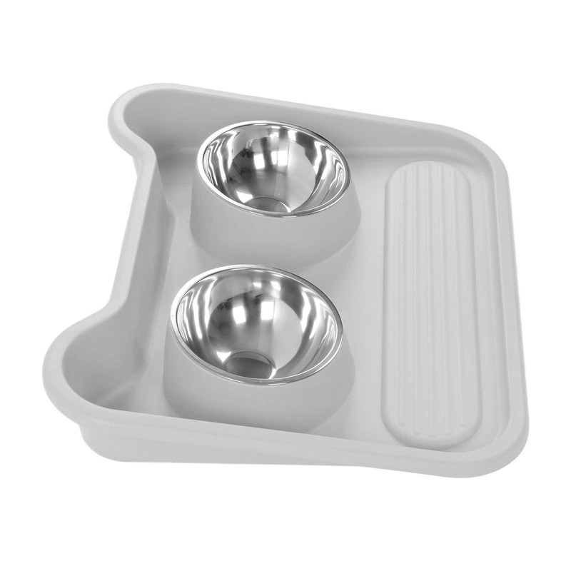 Cat Water Food Bowl 15 Degree Tilt Prevent Spill Stainless
