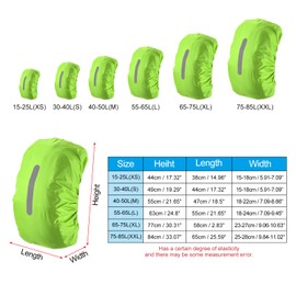 PATIKIL 15-25L Waterproof Backpack Rain Cover, Non-Slip Backpack Cover with Vertical Reflective Strap Stay Dry for Hiking, Camping, Hunting, XS, Lawn Green
