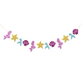 Halawawa Glitter Mermaid Banner - Under the Sea Theme Birthday/Baby Shower Party Decorations - Mermaid Sign Kids Birthday Party Supplies