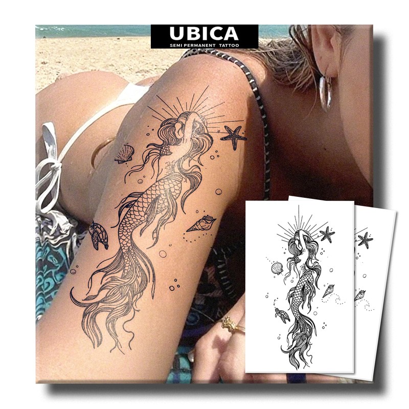 UBICA Large Semi Permanent Tattoo 2 Sheets | Lasts 2