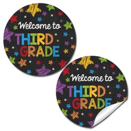 Back to School Stickers for Kids Chalkboard Welcome to 3rd Grade 40 2" Welcome Back Gift Tag Bulk Teacher Stickers Student Encouragement, Inspiration & Appreciation by Amanda Creation