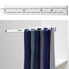 Blulu 1 Pcs Sliding Tie Rack Hanger for Closet, 25 Tie Pull Out Wall Mount Extending Sturdy Metal Belt Organizer Holder for Men Belt Storage, 13.8'' x 1.7'', Sliver