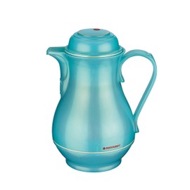 ROTPUNKT 330 Christa Insulated Jug, 1.0 L, Two-Function Screw Cap, BPA-Free, Healthy Drinking, Made in Germany, Warm and Cold, Glass Insert (Shiny Aquamarine)