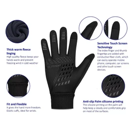 Warm Winter Gloves, Anti Slip Touchscreen Gloves Windproof and Water Resistant Running Gloves Thermal Gloves Cold Weather Cycling Gloves for Men Women Walking Riding Driving Cycling (Black, L)
