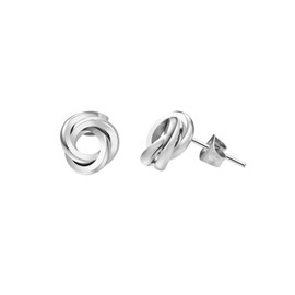 Edforce Stainless Steel Love Knot Stud Earrings (Silver)
