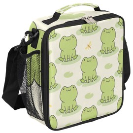 Pardick Cute Frog Kids Lunch Box Animal Frog Insulated Lunch Bag Tote for Girls Boys Cooler Freezable Meal Prep Bag with Shoulder Strap Waterproof Lunch Container for School Office Picnic