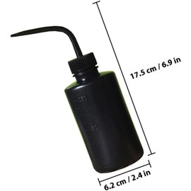 Botella de Lavado de Pestañas 250ml 4 Piezas Plástico Negro Boquilla Curvada 85°, Diseño Interior Cóncavo, Uso en Laboratorio Flores y Plantas
