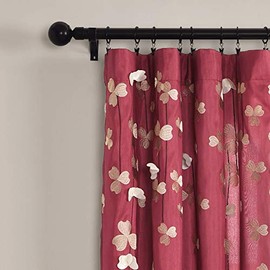 Lush Decor - Panel de cortina con diseño de flores, panel cortina, Rojo, 84" x 42",, 1