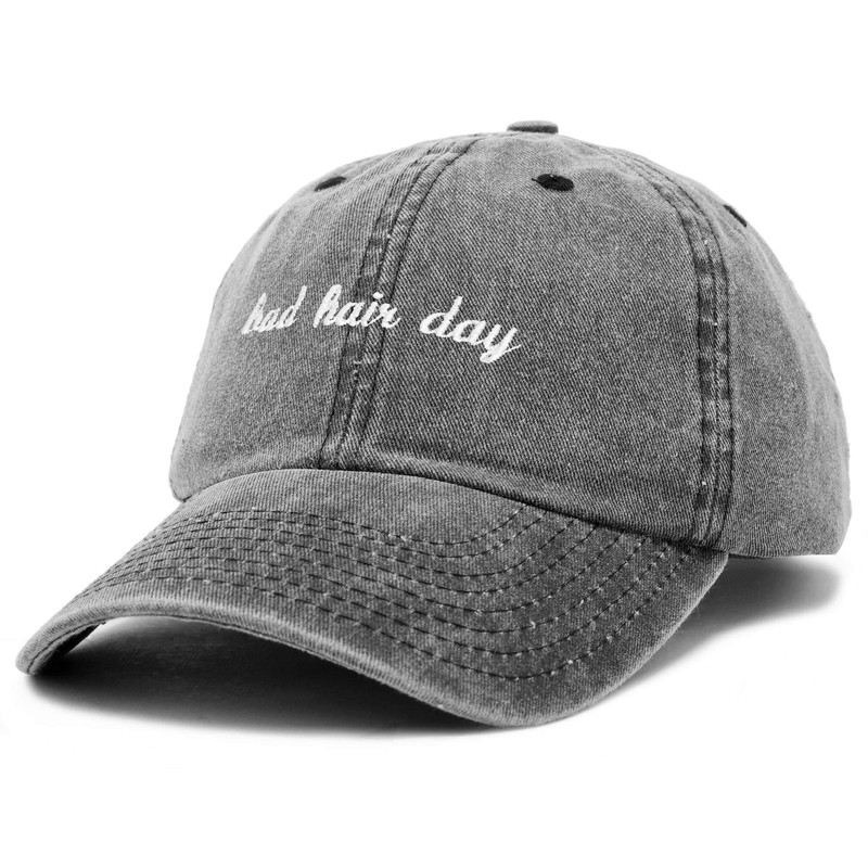 DALIX Bad Hair Day Hat Baseball Cap in Washed Black