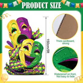 ReliThick 5 Feet Tall Mardi Gras Mask Cardboard Stand up Large Mask Cardboard Cutout Standup Display for Mardi Gras Party Yard Home Decor Photo Op Supplies