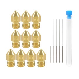 Aokin 10 Pcs 0.4mm 3D Printer Nozzles MK8 Extruder Nozzles and 5 Pcs 0.35mm Stainless Steel Nozzle Cleaning Needles for Creality Ender 3/3 Pro/3 V2, Ender 5/5 Pro, CR-10/10S, Makerbot, Anet A8