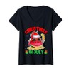 Summer Christmas in July Watermelon Wear Sunglass Santa Hat T-Shirt