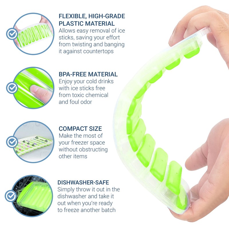 Meadow Lane Ice Stick/Cube Tray, Green 1-Tray (1-Pack, Green), Narrow