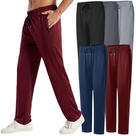 5PC Men's Zipper Mesh Fabric Jogger Pants - Breathable & Flexible Fit, Comfortable for Sports & Casual Wear