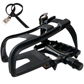 COZYROOMY Ultra-Lightweight Bike Pedals with Toe Clips & Straps | Composite Construction for Peloton, Schwinn, Spin, Road & Mountain Bikes | 9/16" Universal Fit