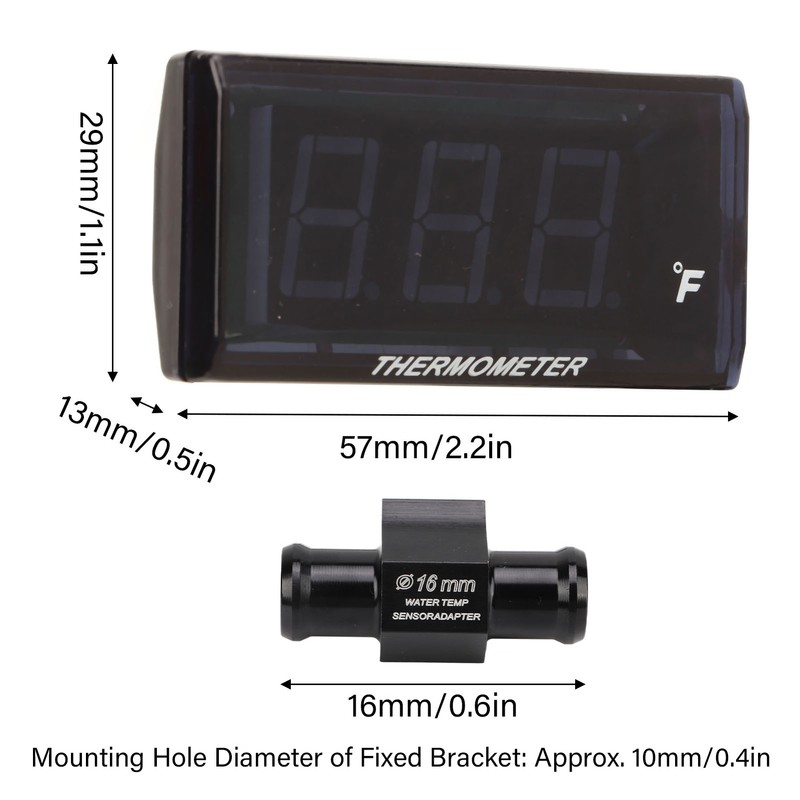 Water Temperature Gauge Fahrenheit Degree LCD Backlit Display Waterproof Water