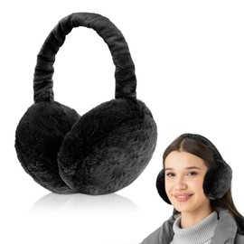 mizikuu Ear Warmers Winter Plush Earmuffs Warm Adjustable Ear Muffs Cold Protection Ear Covers Foldable Christmas Ear Cups Suitable, black