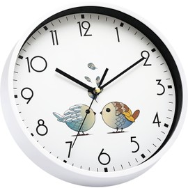 KSYOU 8 Inch Round Wall Clock Silent & Non-Ticking Retro Wall Clock Operated for Living Room Bedroom Kitchen Children Room(20 cm 8 inch), White