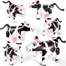 BruinBang Inflatable Farm Cows 20", 8PCS Blow up Animals for Kids Farm Birthday, Rodeo Decor, Pool Outdoor Parties Fun Farm Cow Party Decor Supplies