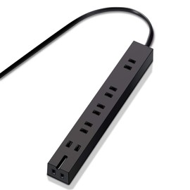 Elecom T-KM01-2610BK Power Strip Magnet, Strong 3.3 ft (1 m), 6 Slots (3 Pins 1) Black