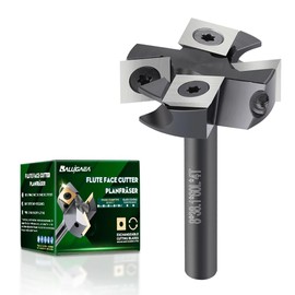 BALUGAEA RPM16000 Face Cutter 8 mm Shank 4 Teeth 38.1 mm Diameter Planer Cutter for Router with 12 x 12 x 2.2 mm Reversible Plates for Wood MDF Hardwood Plastics