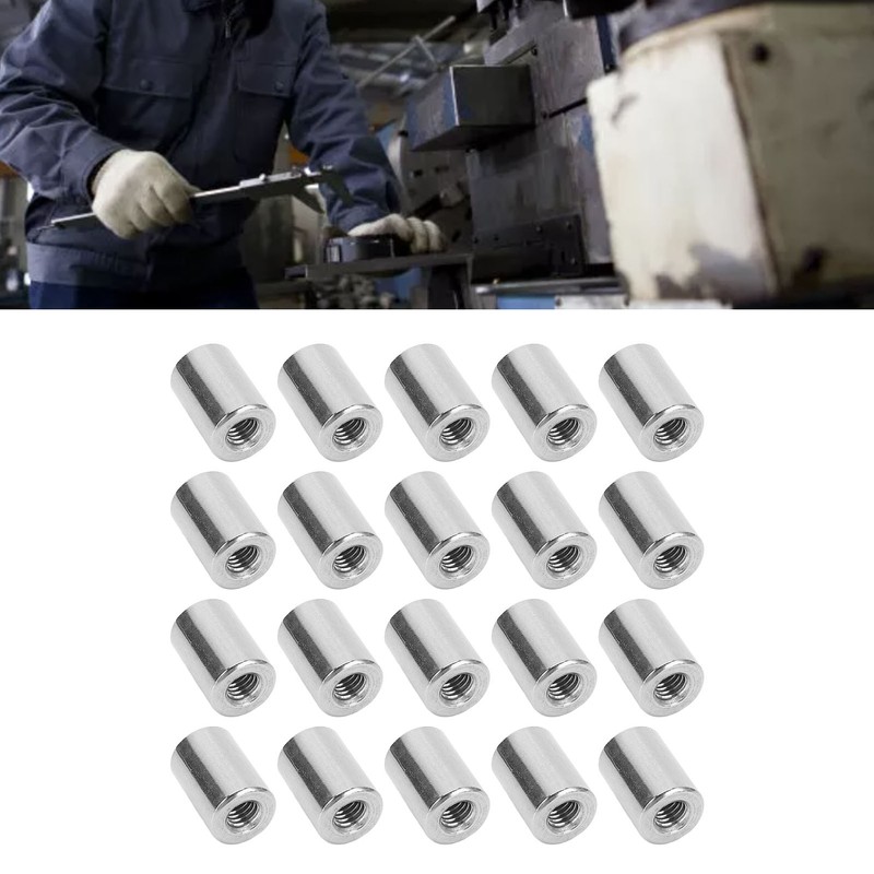 20Pcs Coupling Nut Round Rod Connector 304 Stainless Steel Female