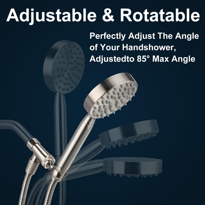 All Metal Shower Head Handheld with Brass Hand Showerhead Holder,