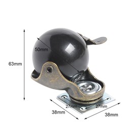 2 Inch Swivel Caster Wheels 360 Degree Rotating Ball Caters Wheel Top Plate Hooded Furniture Caster 66Lbs Capacity,Pack of 4(Ball Caster + Brake, 2 inch)