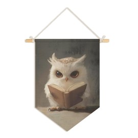Wheatwin Kids Room Decor, Cute Owl Reading Book Wall Hanging Pennant Flag Banner, Owl Wall Decor for Boys Girls Toddler Nursery Reading Corner Nook Room Bedroom Classroom 15x11 Inch