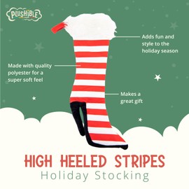 Plushible High Heeled Christmas Stocking - Candy Cane Striped Theme | Soft and Sturdy Christmas Decorations | Perfectly Holds a Bottle of Wine | Festive Decor for The Holidays