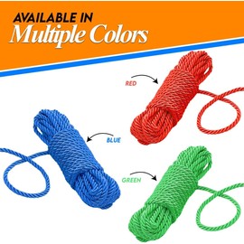 Pack of 5 Strong Poly Rope, Small to Large Sizes Pully Line, Rot-Proof, Polypropylene, Waterproof Multicolours (20m)