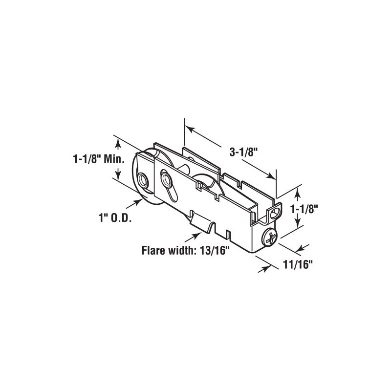 Prime-Line D 1846 1 In., Steel, Sliding Door Tandem Roller