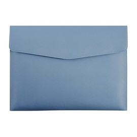 ccHuDE PU Leather A4 File Folder Waterproof Document Holder Envelope Folder Case Letter Size Paper Holder Reusable Letter Storage Bag Receipt File Bag with Snap Closure Blue