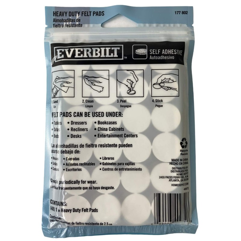1 in. Beige Heavy-Duty Self-Adhesive 1 in. Felt Pads (48-Pack)