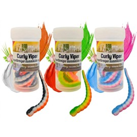 Zite Fishing Curly Viper Esca in gomma per trota, 24 pezzi, 6,5 cm, esche da pesca a forma di serpente (3 x Turbo Rainbow Universe)