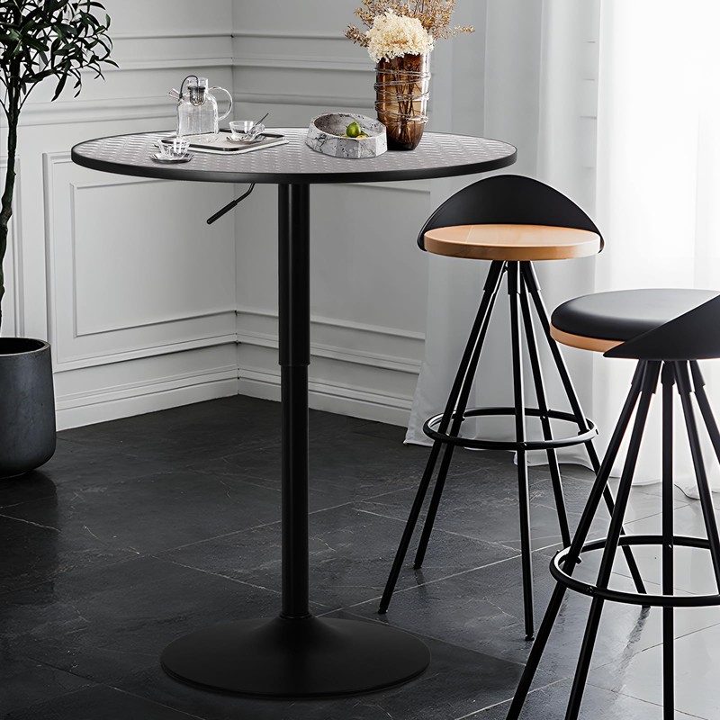 Athena Collection Modern Bar Table Round Top Height Adjustable, Tall