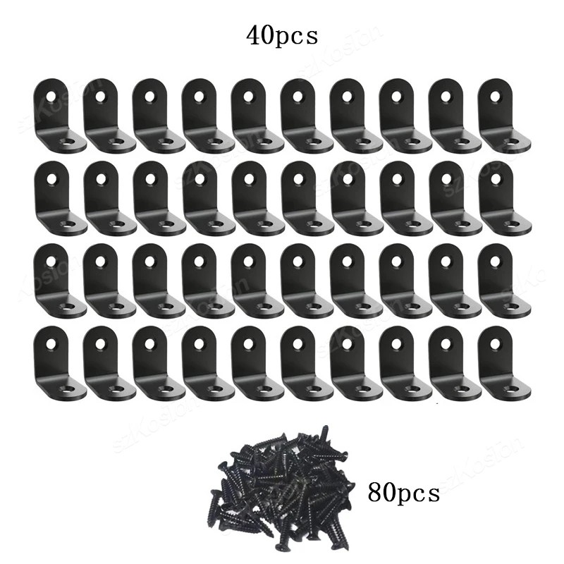 L-Shaped Corner Brackets for Wood Furniture – Black Stainless Steel