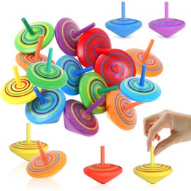 24Pcs Spinning Top, Spinning Toys, Spinning Tops for Kids, 4 cm Handmade Painted Wooden Party Bag Fillers and Wood Spinning Top Toy Creative Wood Sensory Toy for Kindergarten Kids Children