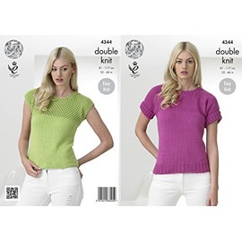 King Cole 4344 Knitting Pattern Easy Knit Tops in King Cole Cottonsoft DK