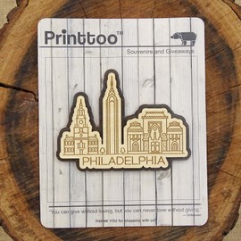 Printtoo Philadelphia Pennsylvania City Souvenir Engraved Wooden Fridge Magnet Decor
